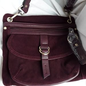 New La Diva Eggplant Suede & Leather Crossbody Bag